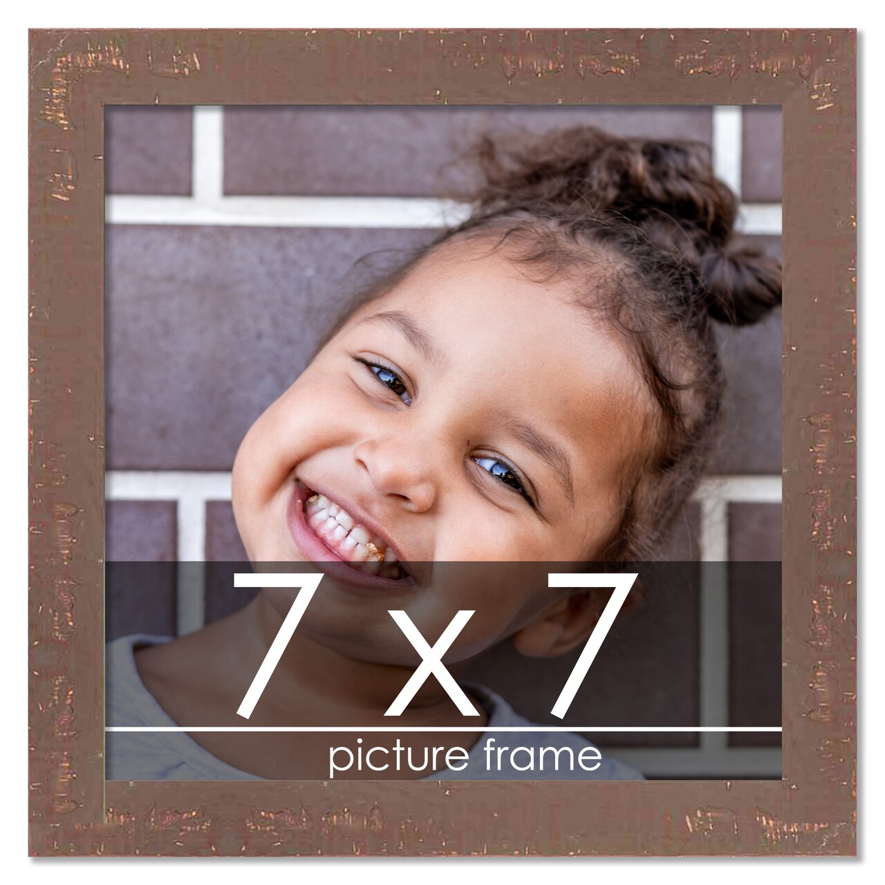 Square Shabby Chic Brown Picture Frame - UV Acrylic, Foam Board Backing, Hanging Hardware